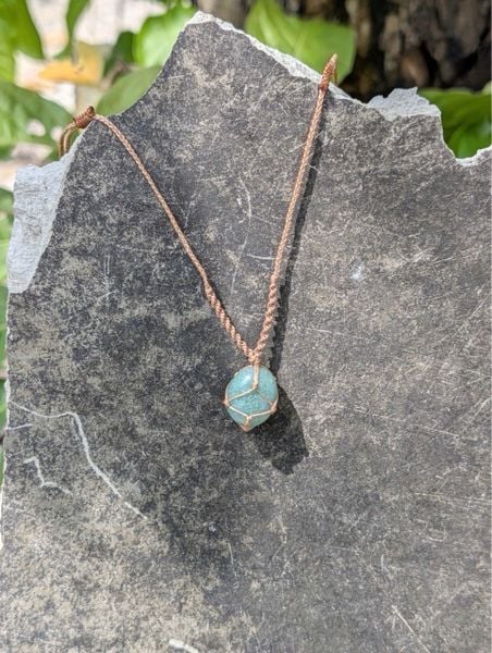  Dây chuyền Aventurine Thắt Macrame Handmade | Dây Nâu 