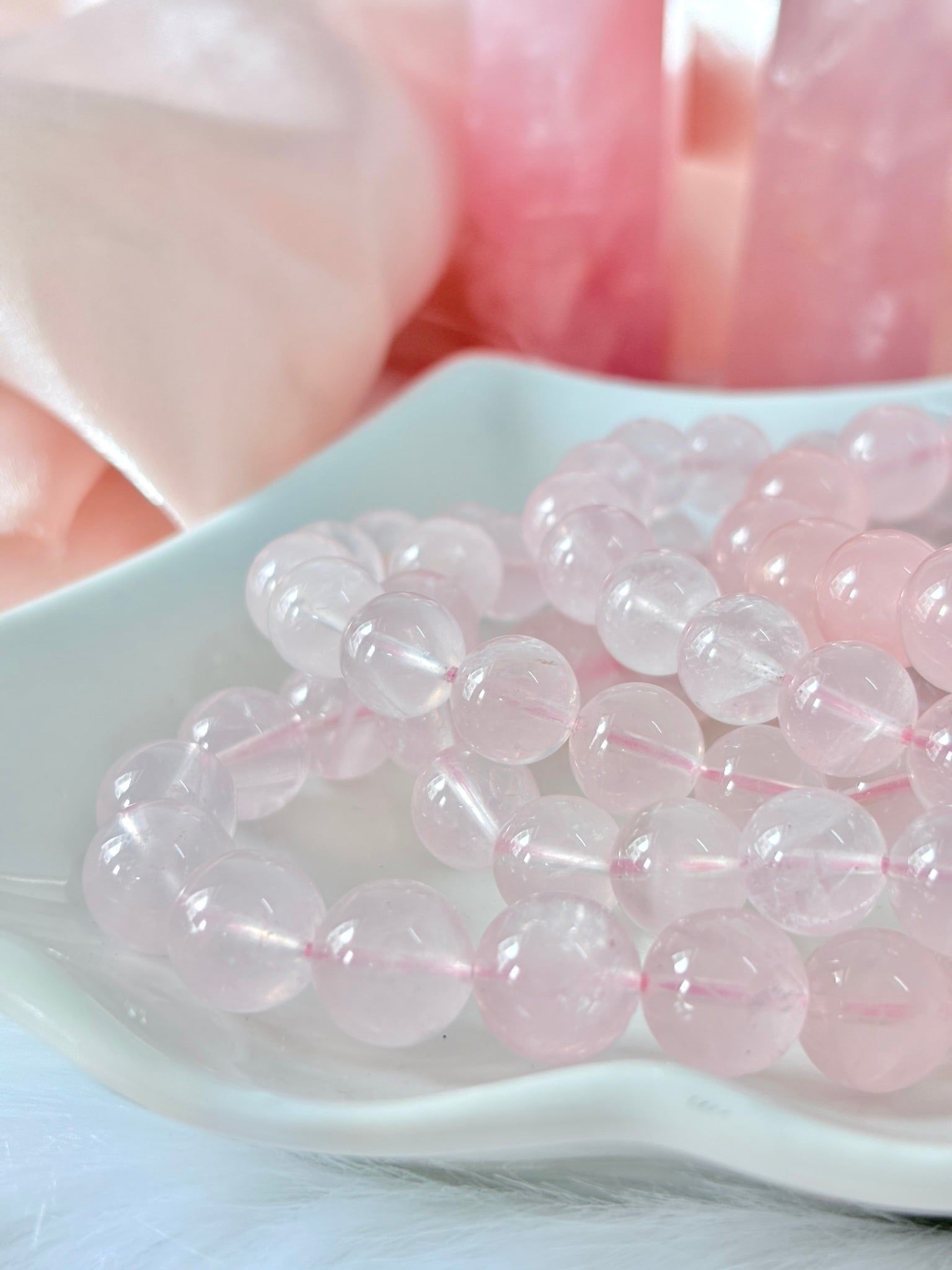  High Quality | Vòng tay Rose Quartz Thạch Anh Hồng 