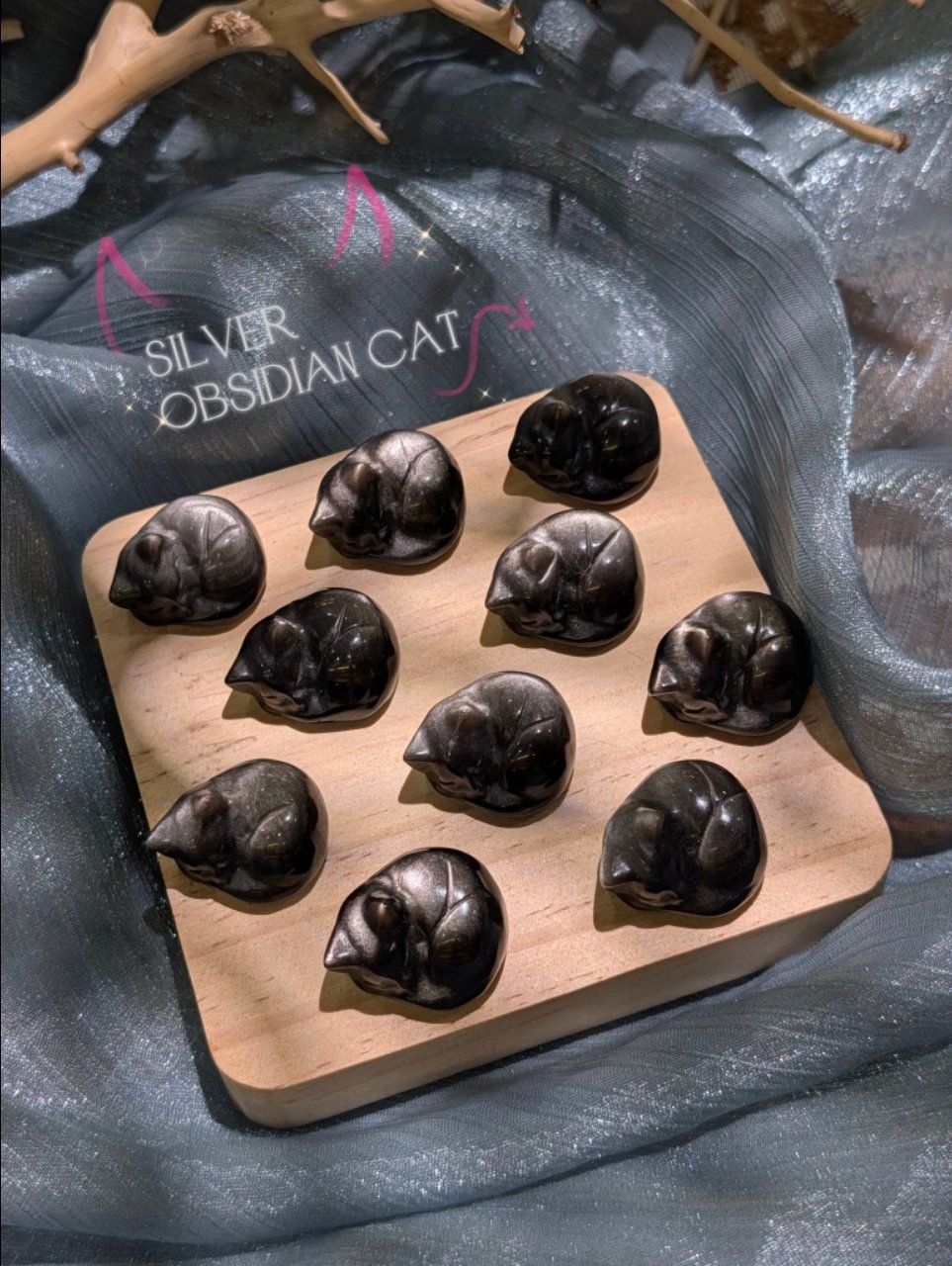  Mèo Silver Obsidian - Mèo Đá thủy tinh núi lửa 