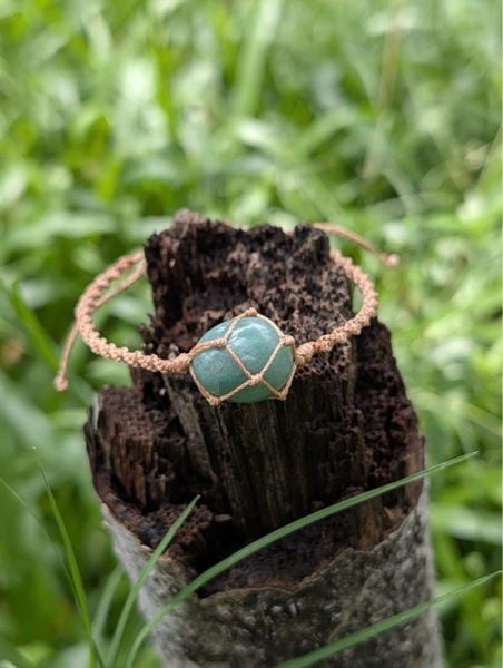  Vòng tay Aventurine Thắt Macrame Handmade | Dây Nâu 