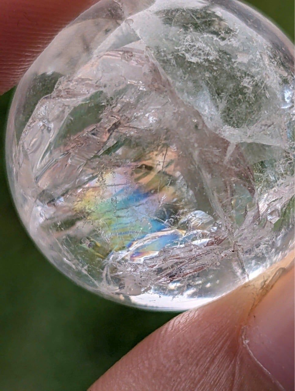  Viên ~2cm | Cầu Rainbow Clear Quartz Thạch Anh Trắng Cầu Vồng 