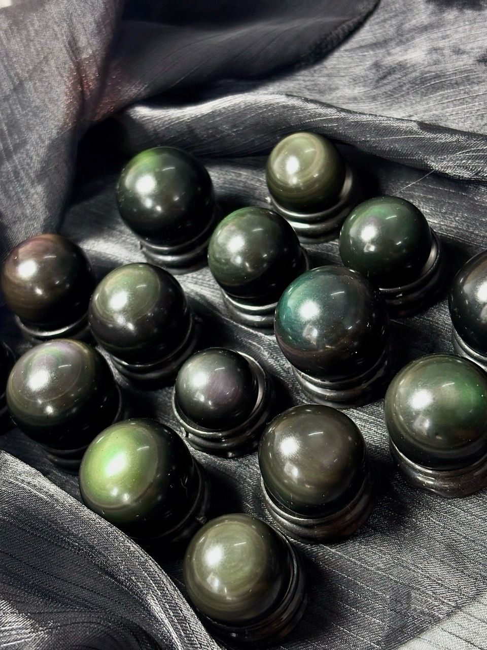  Bi cầu đá Rainbow Obsidian mini - Đá Núi Lửa Ánh Cầu Vồng 