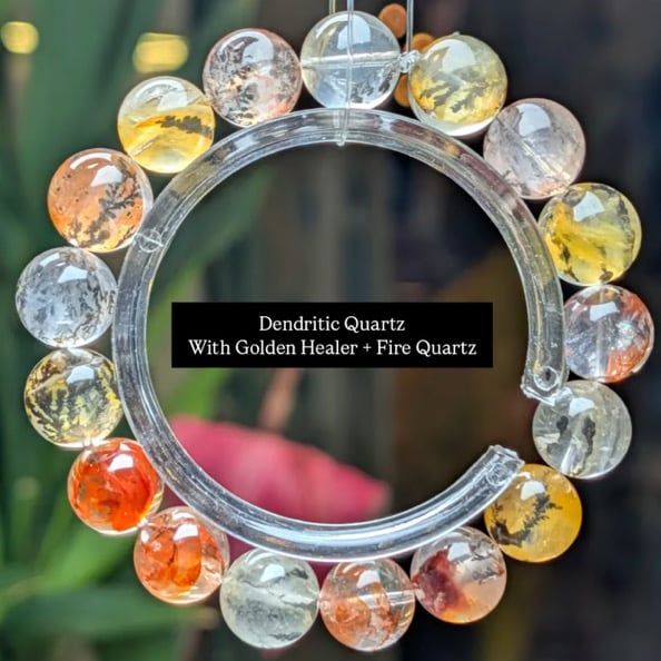  Vòng tay Dendritic Quartz + Fire Quartz + Golden Healer 