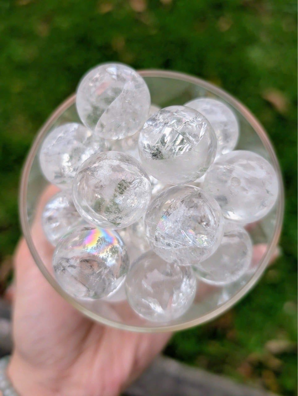  Viên ~2cm | Cầu Rainbow Clear Quartz Thạch Anh Trắng Cầu Vồng 