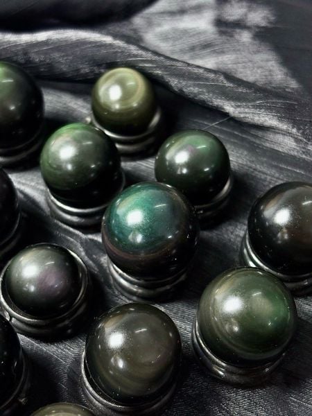  Bi cầu đá Rainbow Obsidian mini - Đá Núi Lửa Ánh Cầu Vồng 