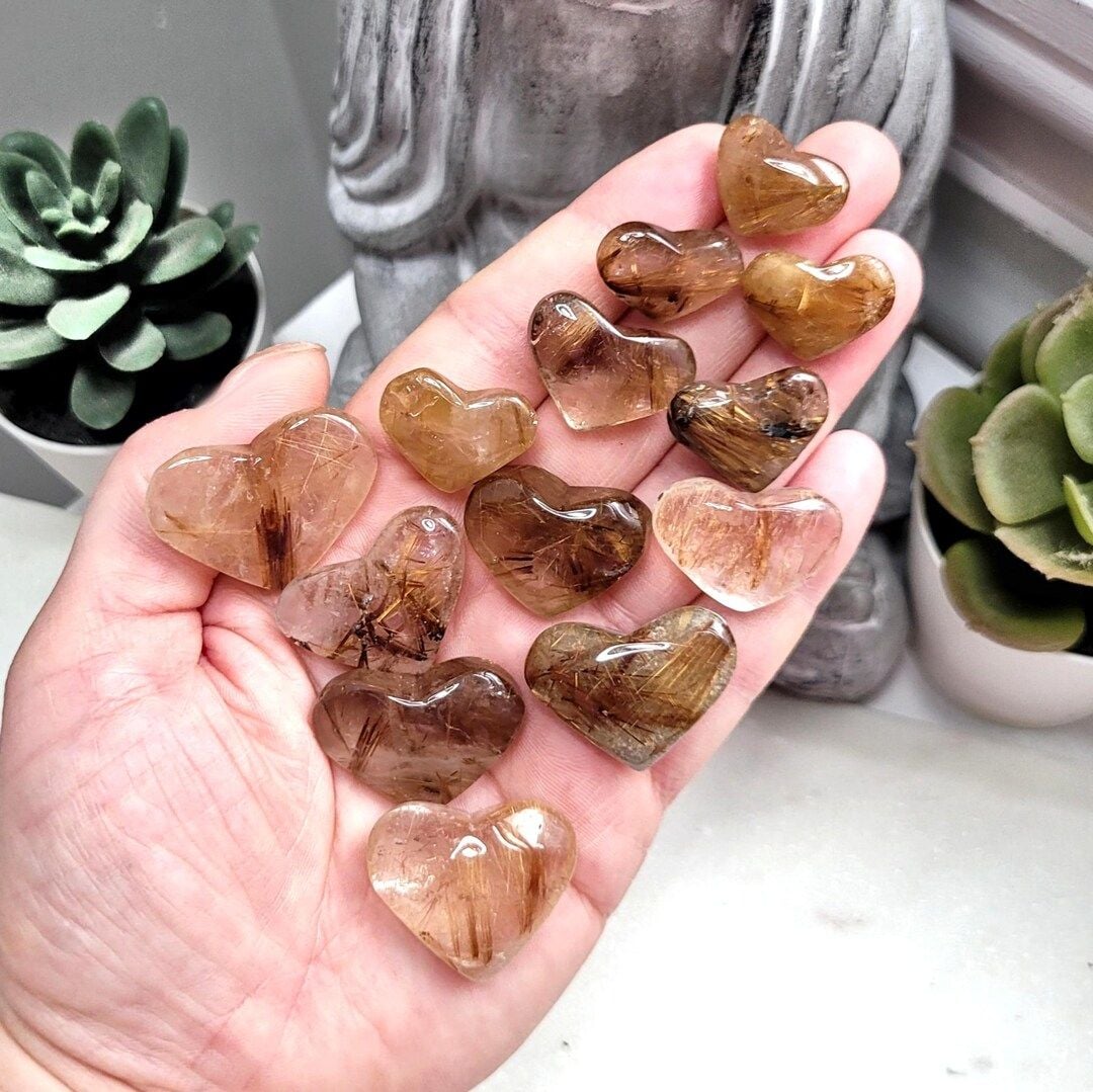  Rutilated Quartz Heart (gr) Trái Tim Thạch Anh Tóc 