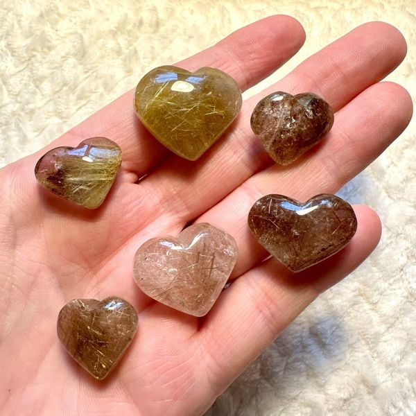  Rutilated Quartz Heart (gr) Trái Tim Thạch Anh Tóc 