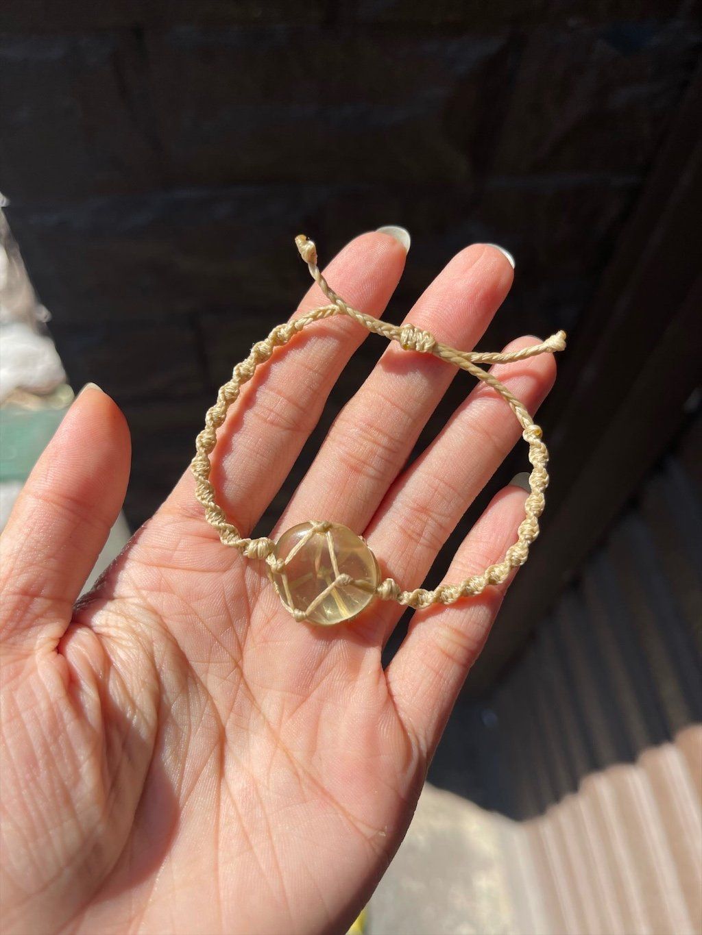  Vòng Macrame Citrine tumbled ( thạch anh vàng ) 
