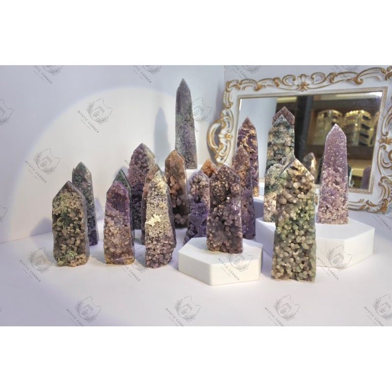  [High Quality] Trụ Mã Não Nho Grape Agate hỗ trợ phát triển trực giác, đá thanh tẩy, đá phong thuỷ, reiki, thiền định 