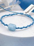  Vòng tay đá phong thuỷ Aquamarine macrame lu thống hỗ trợ luân xa 5, học tập, ý tưởng, giao tiếp, tự tin 