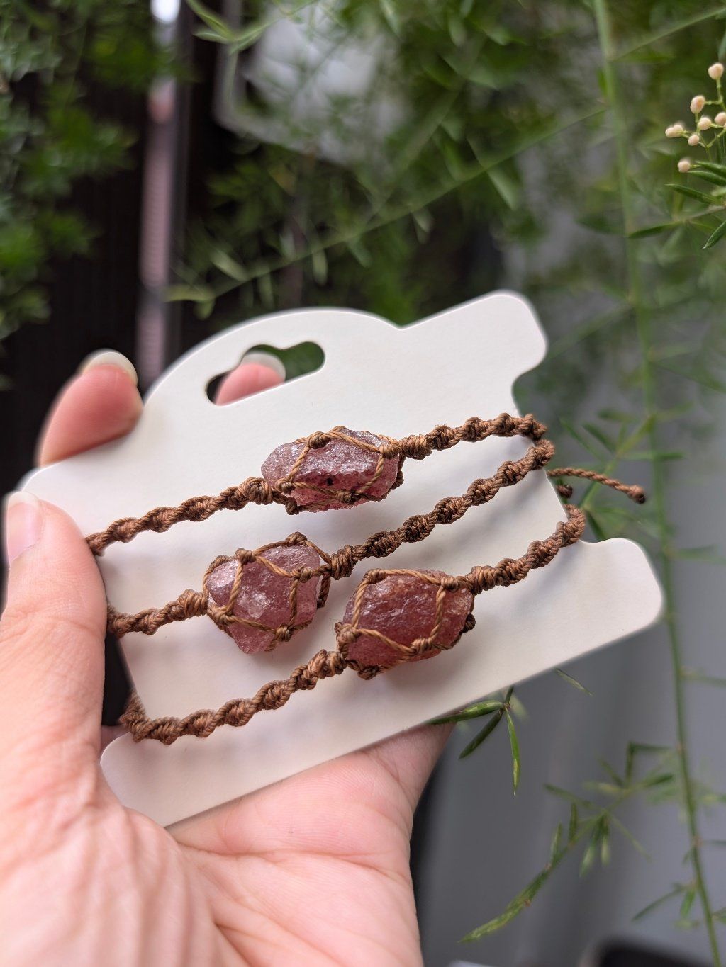  Dây chuyền/ Vòng Tay Red Strawberry Macrame Thạch Anh Dâu Tây Đỏ 