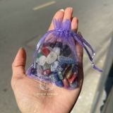  Túi đá thạch anh may mắn, đá thanh tẩy bài Tarot, đá phong thuỷ, quà tặng 