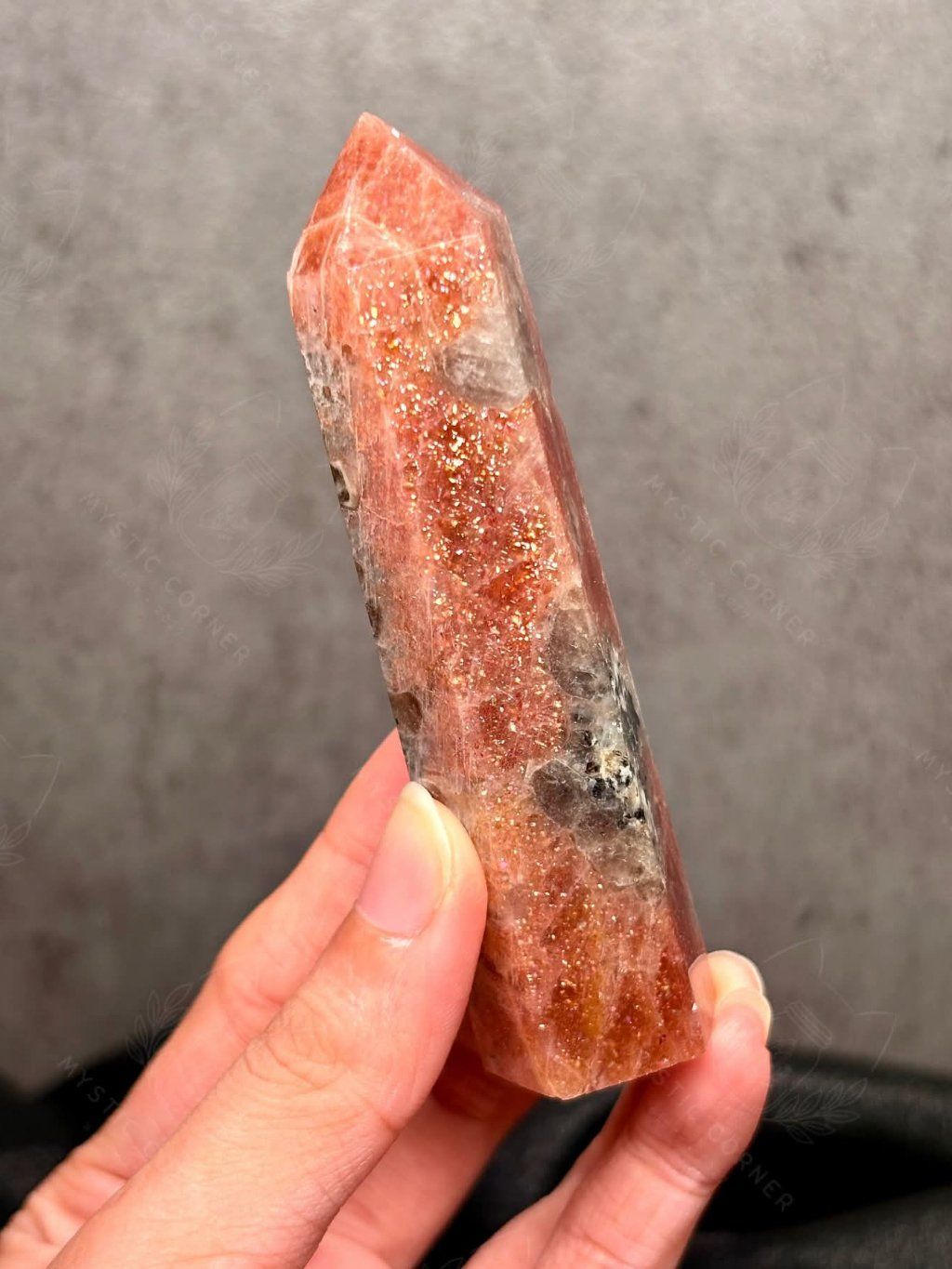  Trụ Sunstone CHẤT ĐẸP VIP Đá Mặt Trời tự nhiên thanh tẩy, tích cực, vui vẻ, bài Tarot, thiền định 