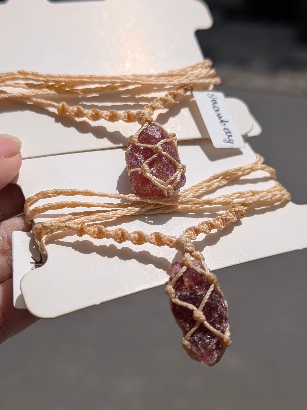  Dây chuyền/ Vòng Tay Red Strawberry Macrame Thạch Anh Dâu Tây Đỏ 