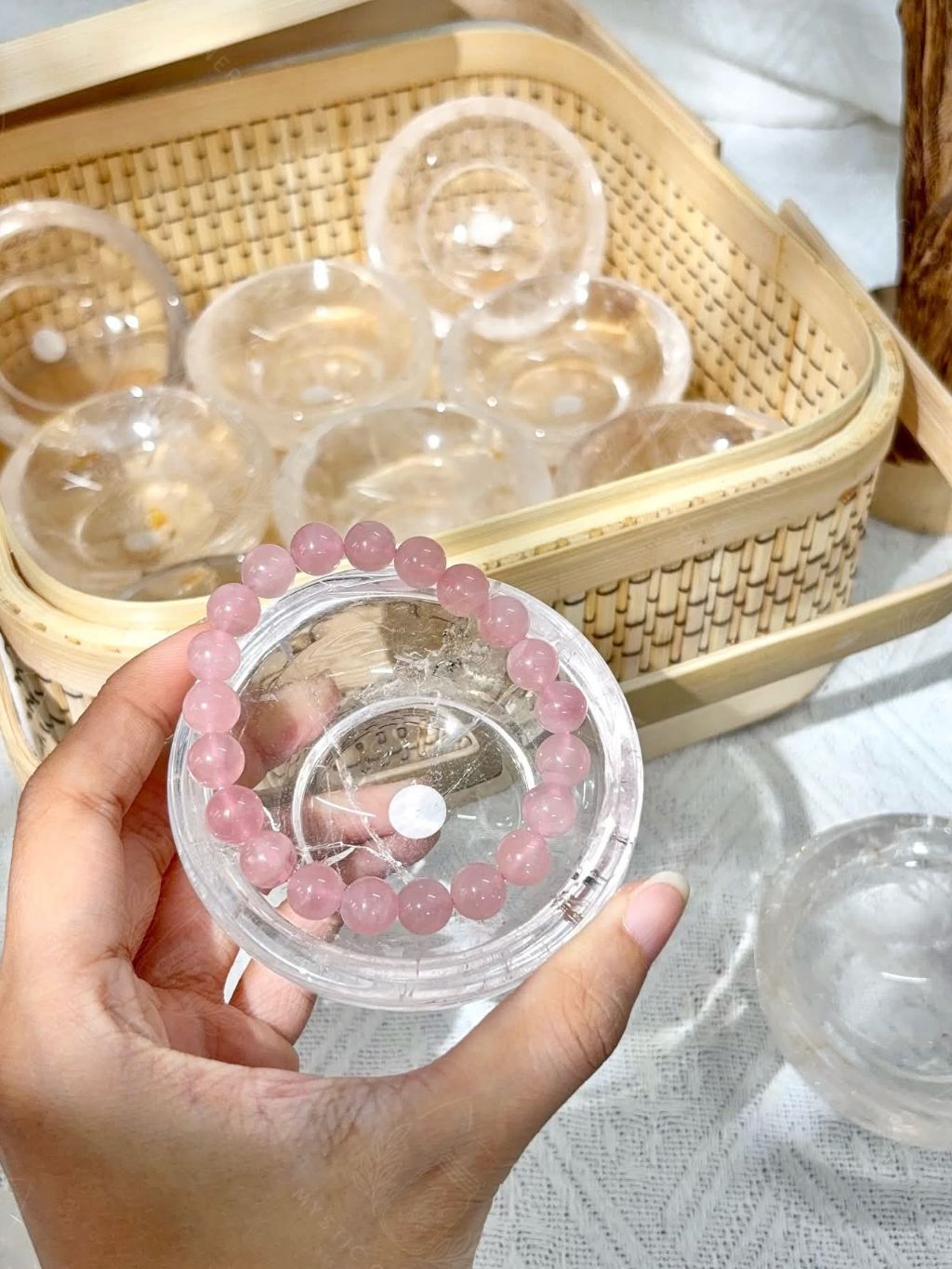  Chén đá thạch anh trắng - Clear Quartz khuếch đại năng lượng, phong thuỷ, thanh tẩy bài Tarot, Reiki 