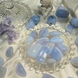  Tumbled Blue Lace (Viên đá Mã Não Ren), đá hỗ trợ luân xa 5, đá thạch anh, đá thanh tẩy, đá phong thuỷ 