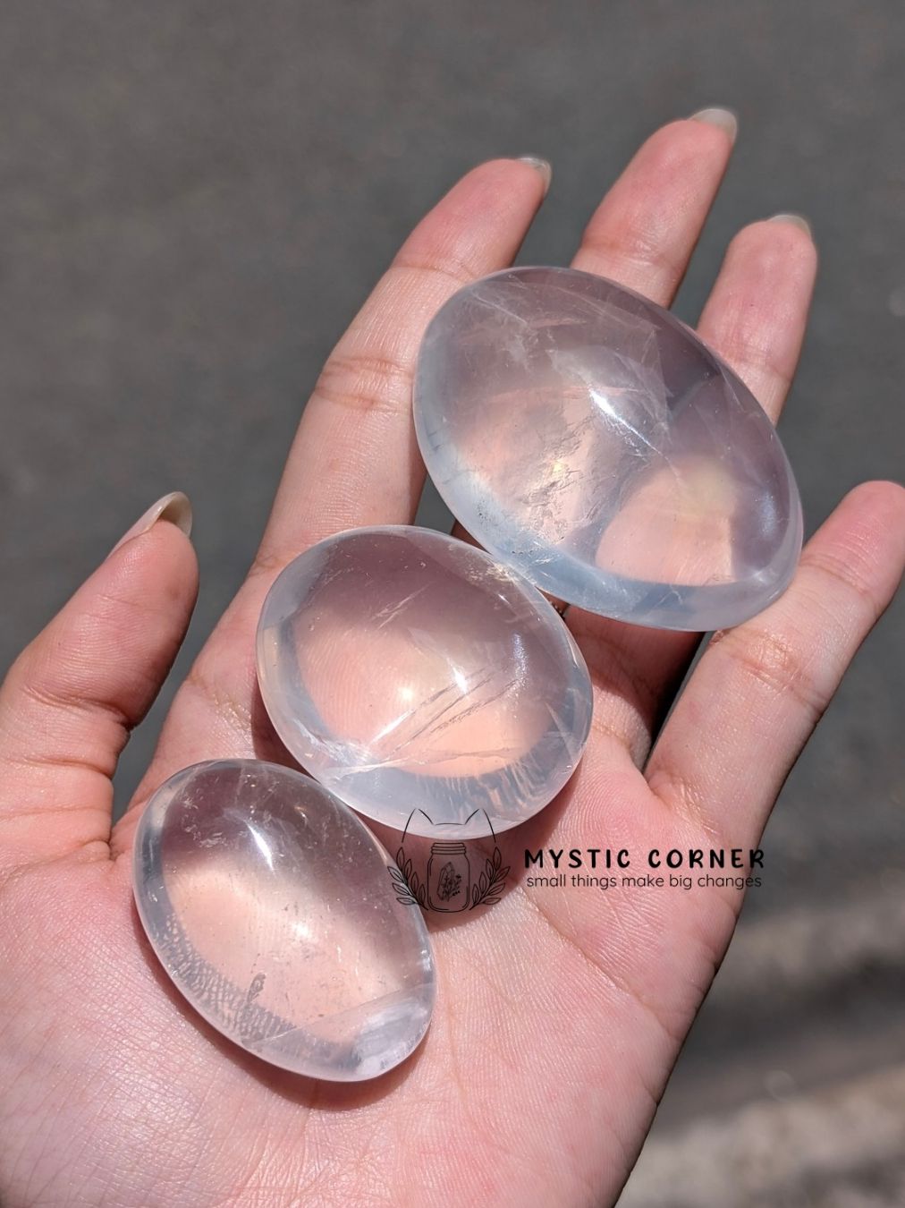  Viên Palmstone Girasol Quartz| Milky Quartz Thạch Anh Trắng 