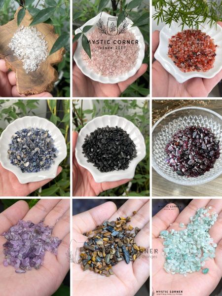  Vụn đá NHUYỄN các loại thạch anh, làm handmade, spell, witchcraft, reiki, đá thanh tẩy bài Tarot 