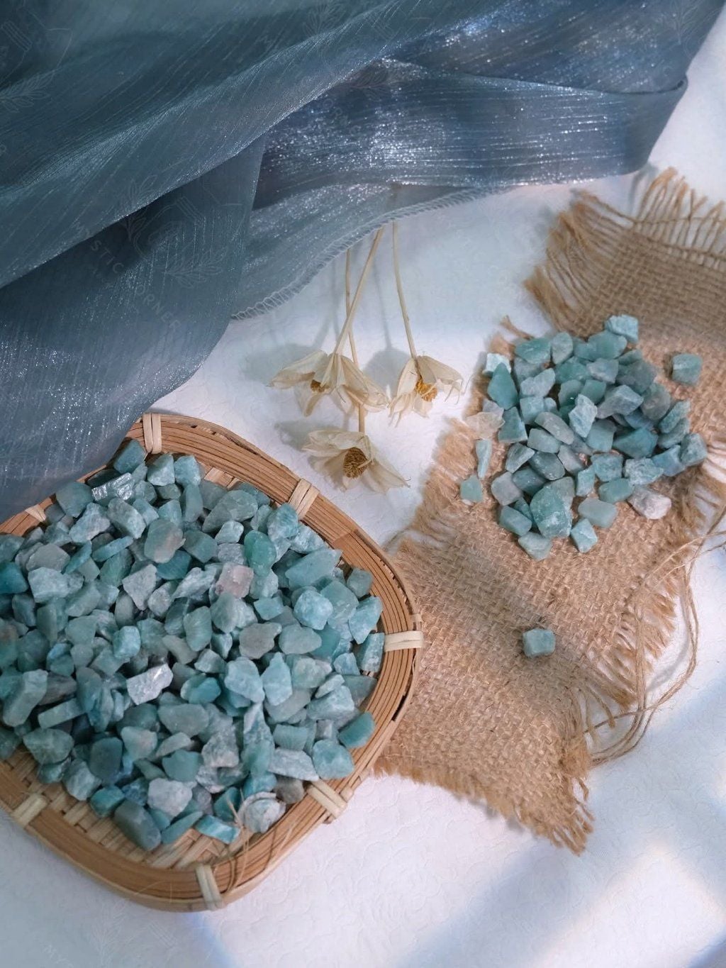  Thô mini đá Amazonite - đá Thiên Hà Tự Nhiên làm vòng handmade, DIY, thanh tẩy bài Tarot, spell 