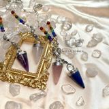  Con lắc cảm xạ đá thạch anh hồng Rose Quartz dây 7 luân xa charm Buddha, Om 