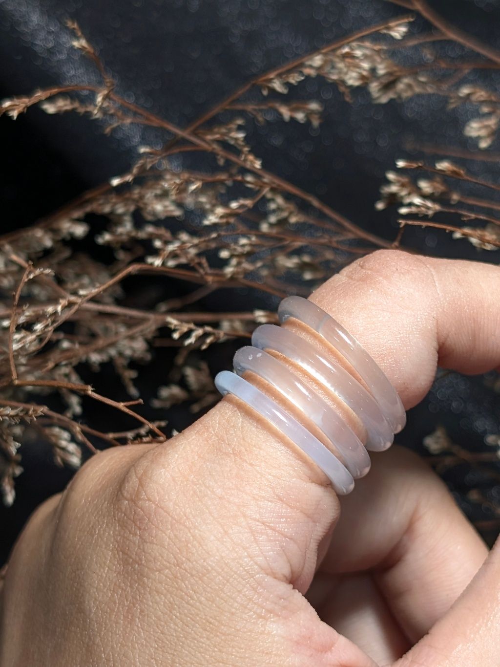  Nhẫn Bạch Nguyệt Quang - Mã Não Trắng 