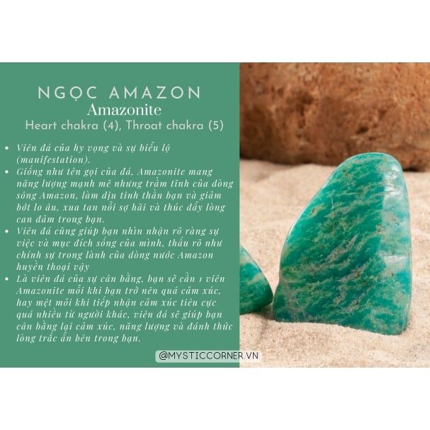  Tim đá Amazonite (đá Thiên Hà) đá thanh tẩy Tarot, Reiki, thiền định, phong thủy 