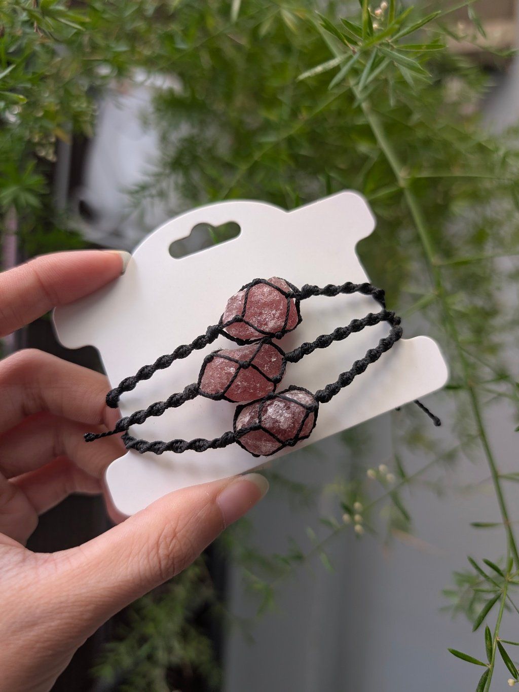  Dây chuyền/ Vòng Tay Red Strawberry Macrame Thạch Anh Dâu Tây Đỏ 