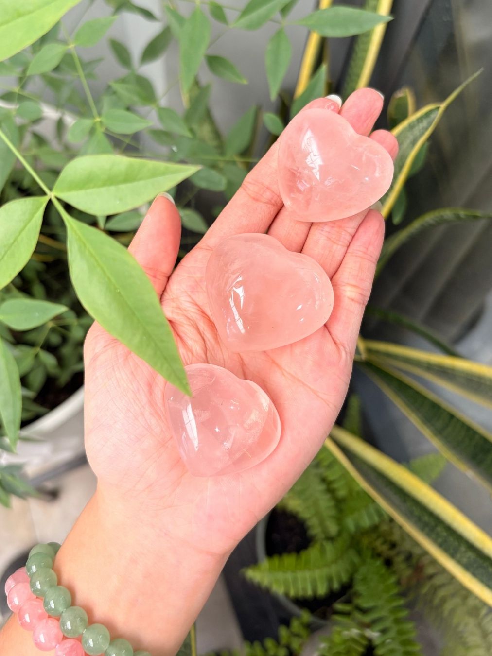  Tim Thạch Anh Hồng Rose Quartz chữa lành, dễ thương, tình cảm, xoa dịu cảm xúc đá thanh tẩy 
