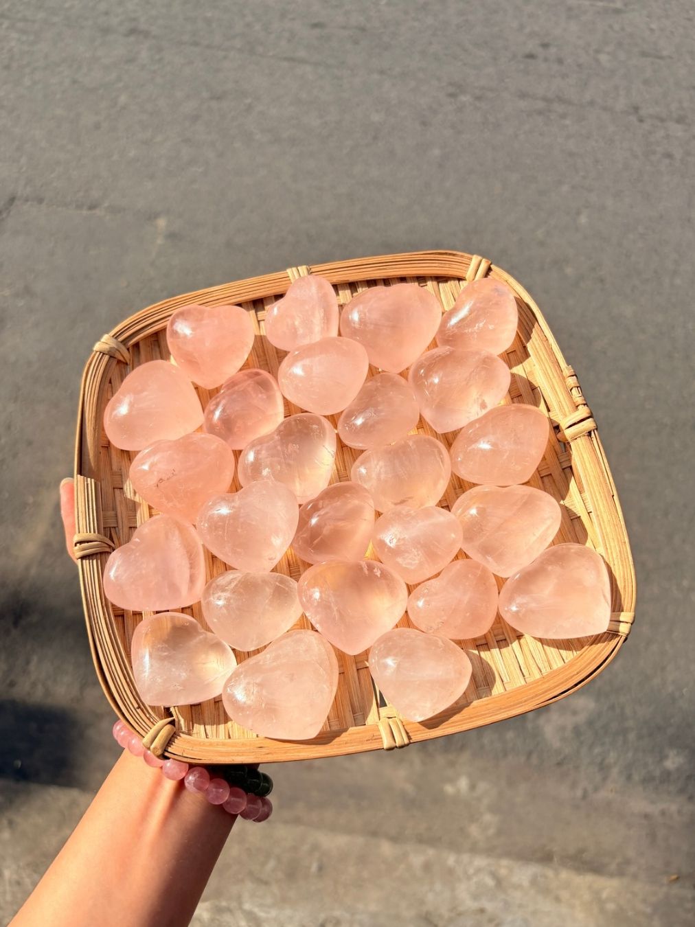  Tim Thạch Anh Hồng Rose Quartz chữa lành, dễ thương, tình cảm, xoa dịu cảm xúc đá thanh tẩy 