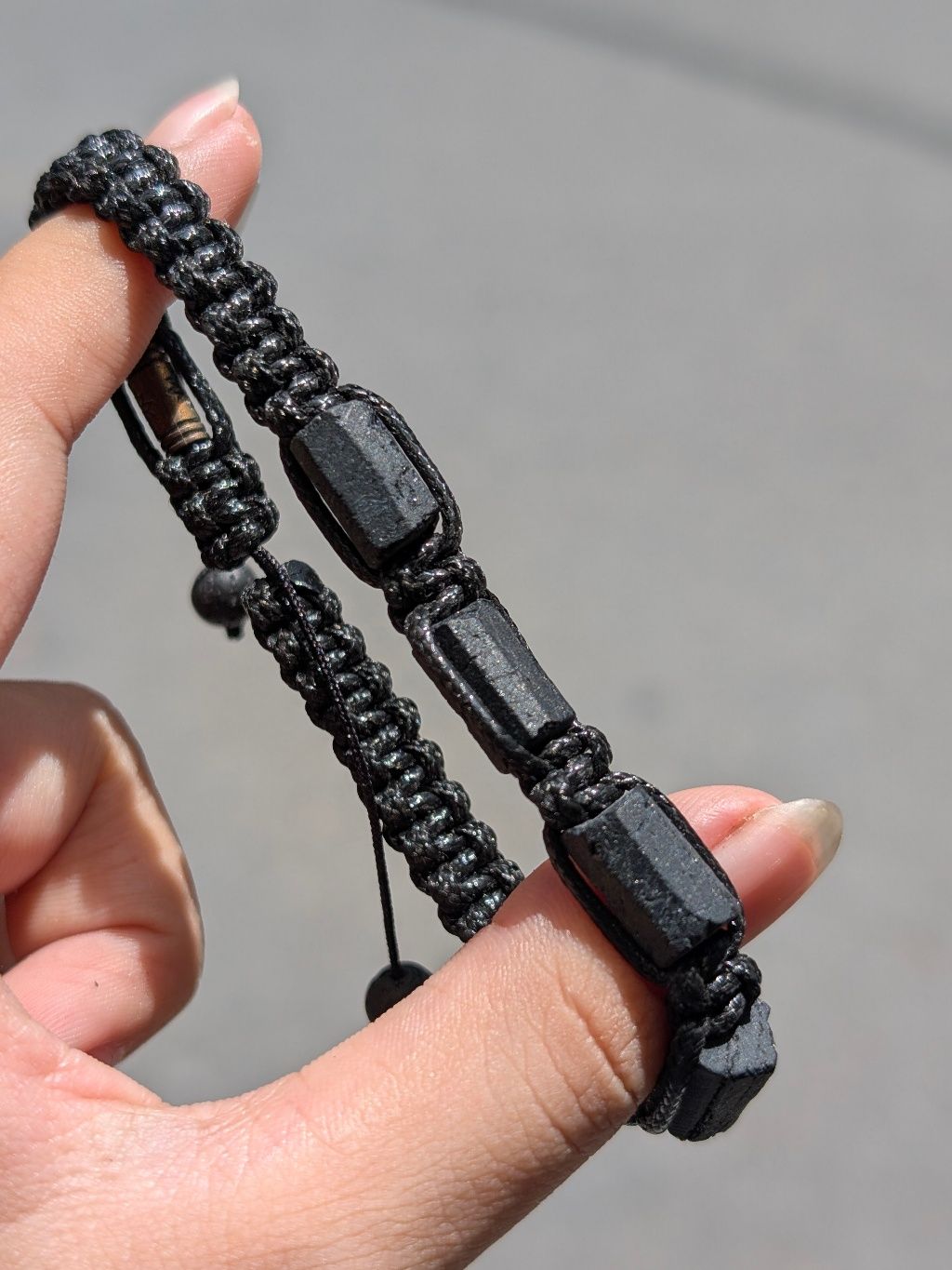  Vòng Tay Black Tourmaline Macrame 