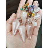  Con lắc cảm xạ đá thạch anh Hồng (Rose Quartz), trong Tarot, cảm xạ học, Reiki, phong thủy, đo chỉ số bovis 