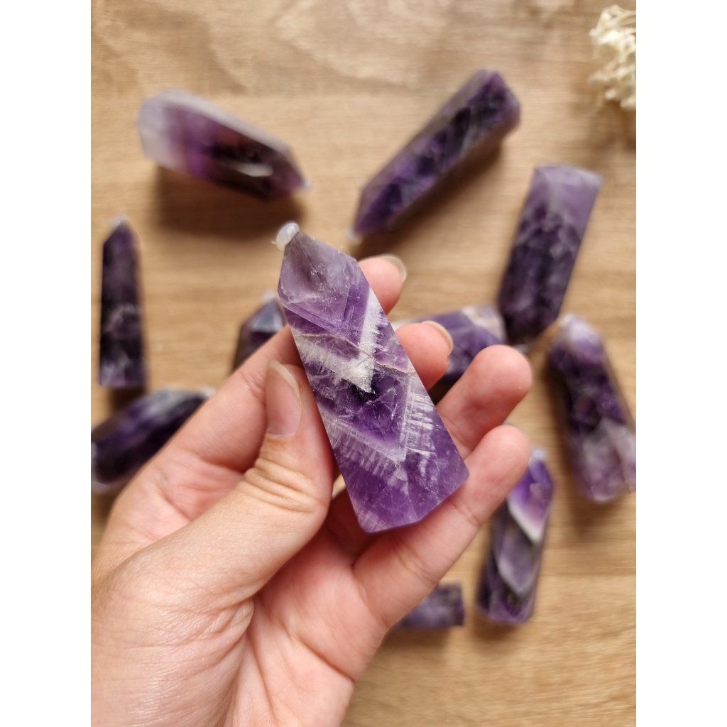  Trụ đá thạch anh Tím (Amethyst) làm Grid, đá thanh tẩy Tarot, Reiki, thiền định, đá phong thủy 