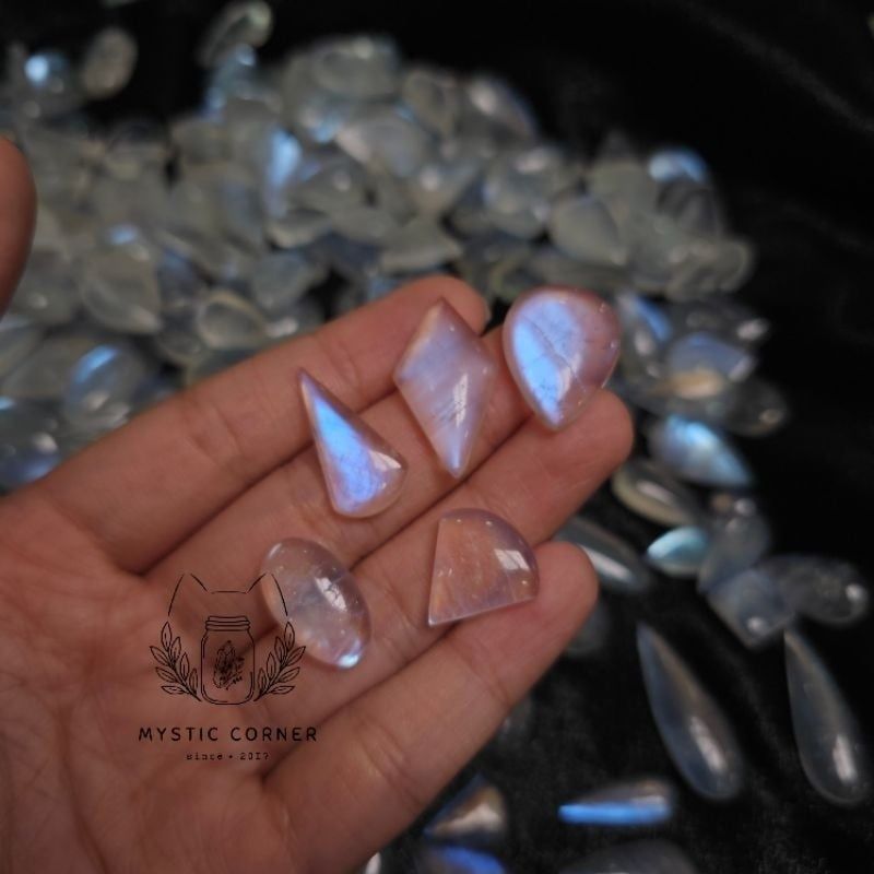  [High Quality] Mặt đá Moonstone (đá mặt trăng) chất lượng cao, ánh lửa mạnh 