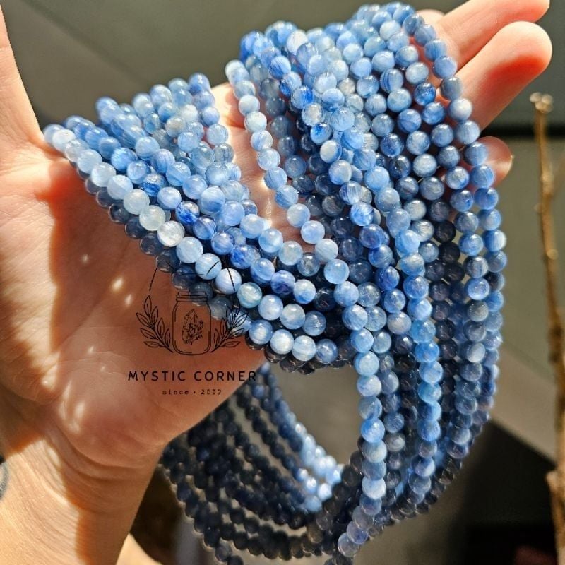  Chuỗi hạt vòng tay đá KYANITE tự nhiên size 5.5li quấn 3 vòng, chuỗi vòng đá phong thủy 