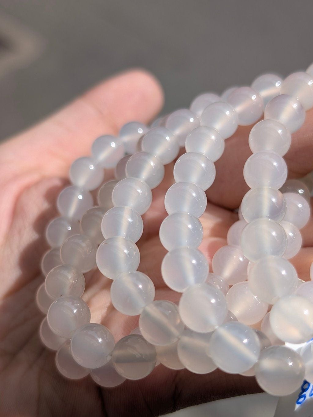  Vòng Bạch Nguyệt Quang Hạt tròn 8li - Mã Não Trắng 