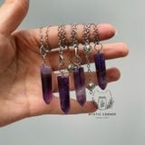  Con lắc cảm xạ đá Tím (Amethyst Quartz) dây trơn 