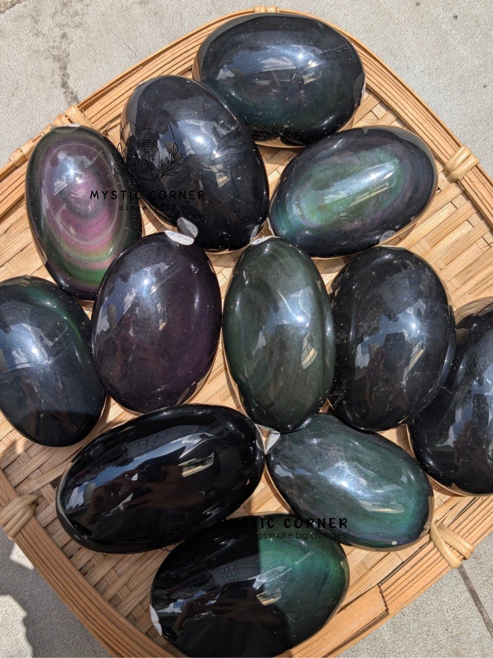  Viên Palm Obsidian Đa Sắc tự nhiên, Bảo Vệ Năng Lượng, Thanh Tẩy, Thiền Định, Tarot, Reiki 