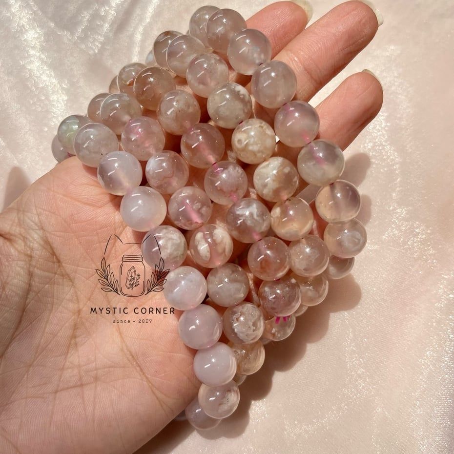  Vòng tay Mã Não Hoa Anh Đào (Blossom Agate) 10li 