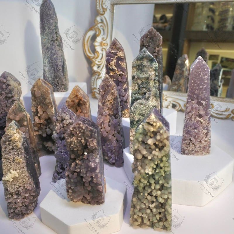  [High Quality] Trụ Mã Não Nho Grape Agate hỗ trợ phát triển trực giác, đá thanh tẩy, đá phong thuỷ, reiki, thiền định 