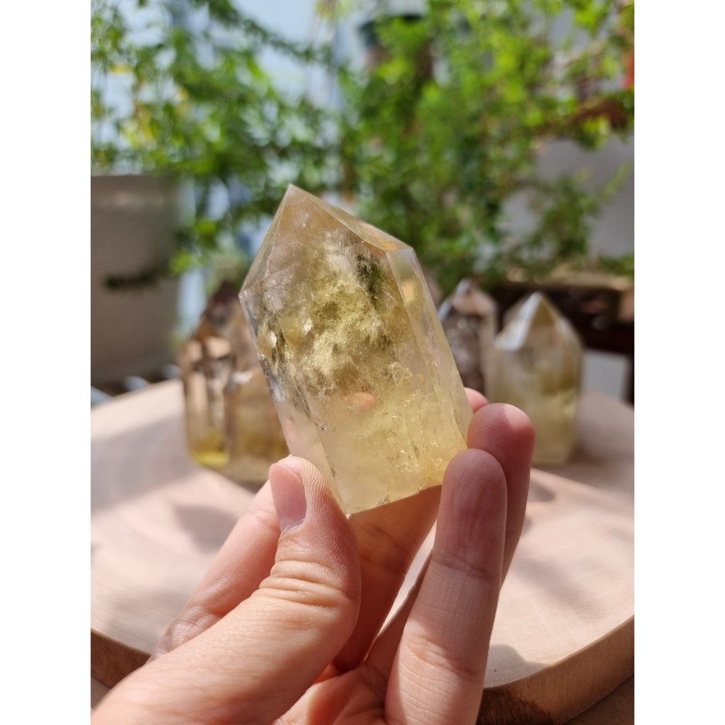  Trụ đá thạch anh Vàng (Citrine) may mắn, trụ đá thanh tẩy trong Tarot, Reiki, thiền định, phong thủy 