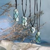  Vòng macrame đá Aquamarine , đá Ngọc Hải Lam 