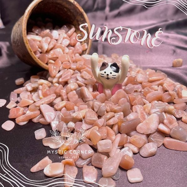  Vụn đá Sunstone, đá mặt trời, đá phong thủy, đá thanh tẩy Tarot, Reiki, thiền định 