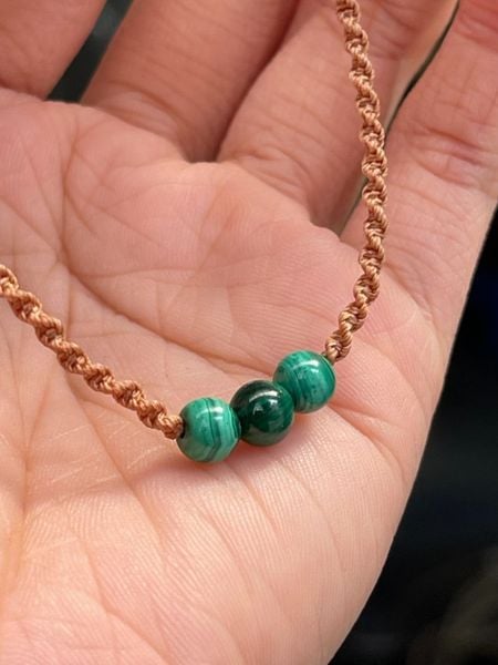  Vòng tay Malachite Macrame 3 HẠT 5li 