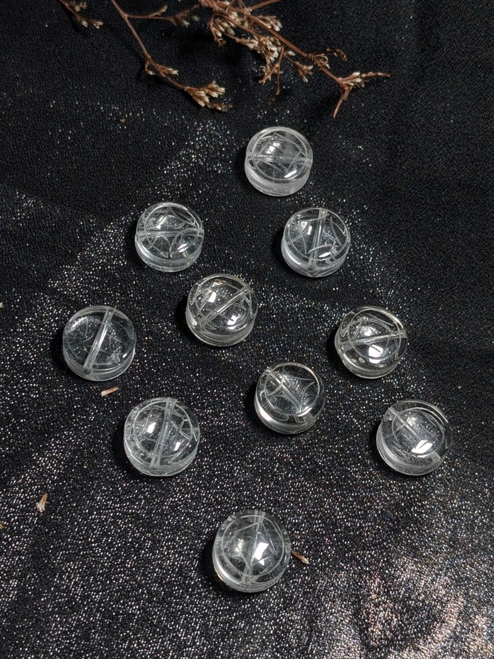  Charm đồng xu Thạch Anh Trắng, Clear Quartz 