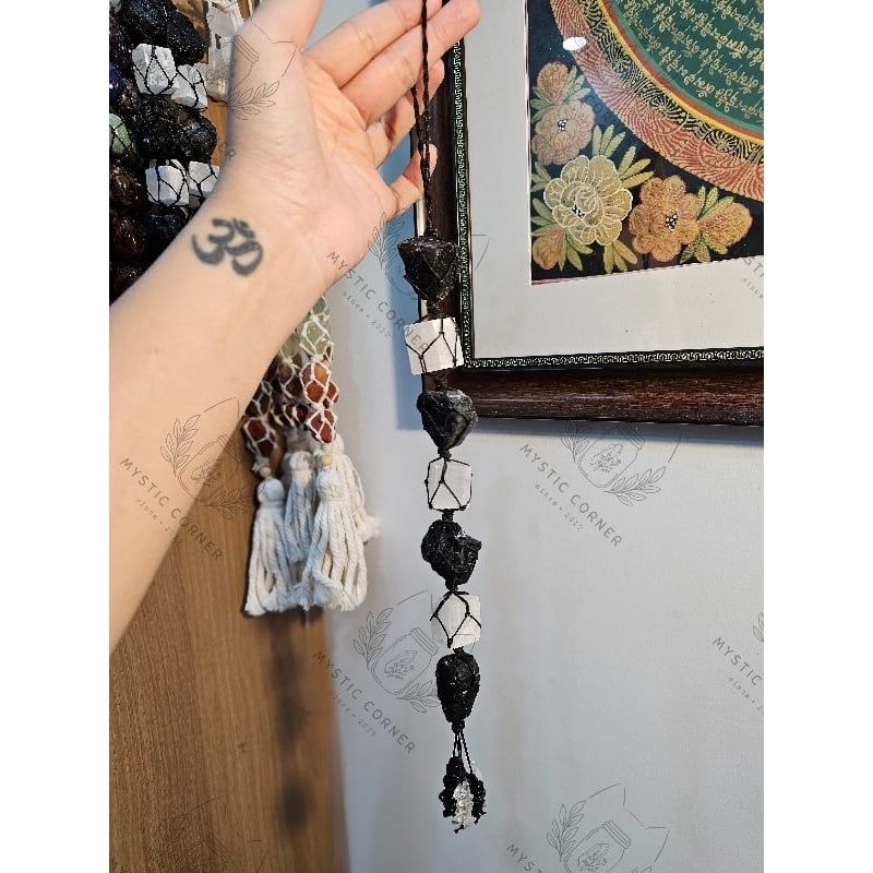  Dây treo Black Tourmaline x Selenite bảo vệ thanh tẩy 