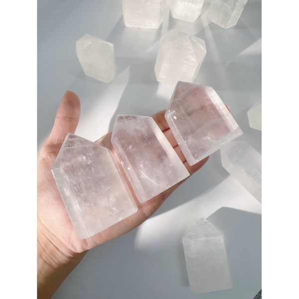  Trụ Optical Calcite - Iceland Spar White Calcite, thanh tẩy bài tarot, sáng suốt, thiền định, chánh niệm 