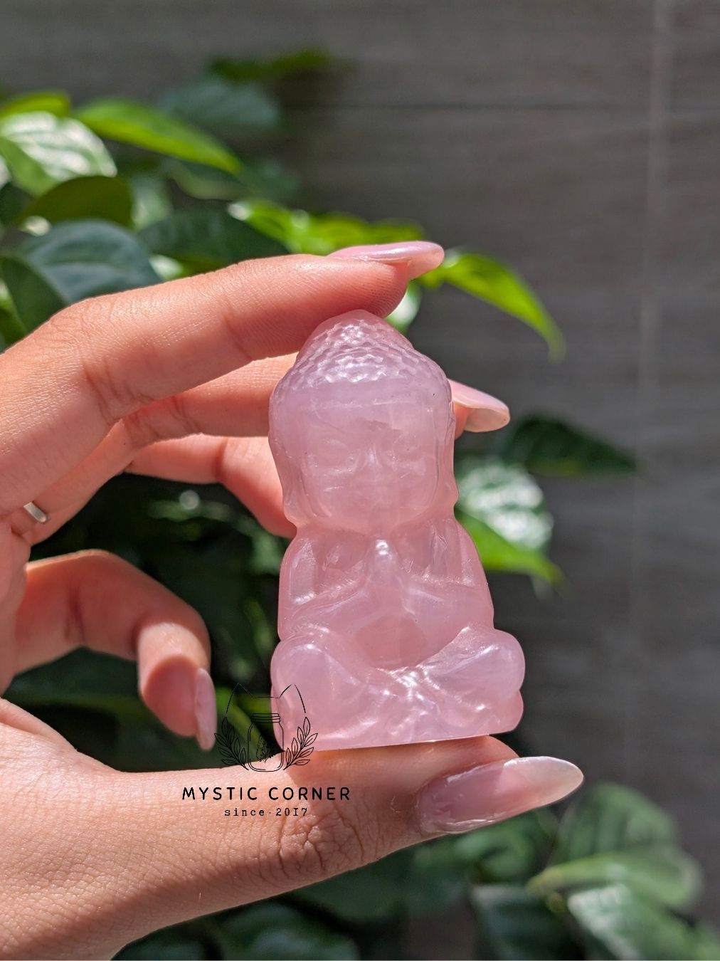  Tượng Phật Thích Ca Thạch Anh Hồng/ Rose Quartz Madagascar 5.5cm 