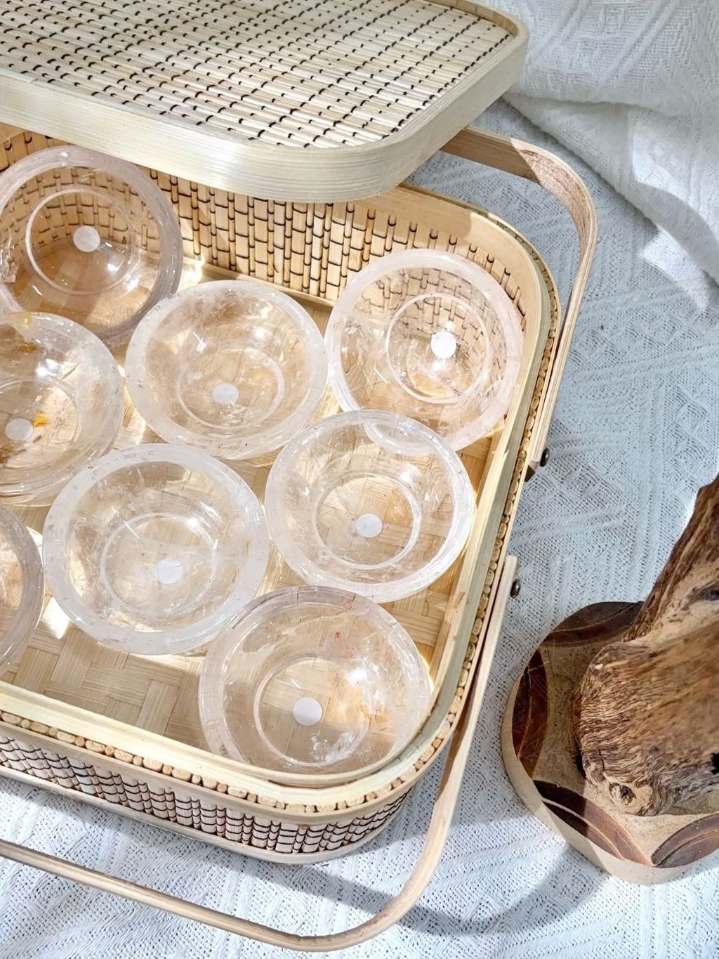  Chén đá thạch anh trắng - Clear Quartz khuếch đại năng lượng, phong thuỷ, thanh tẩy bài Tarot, Reiki 