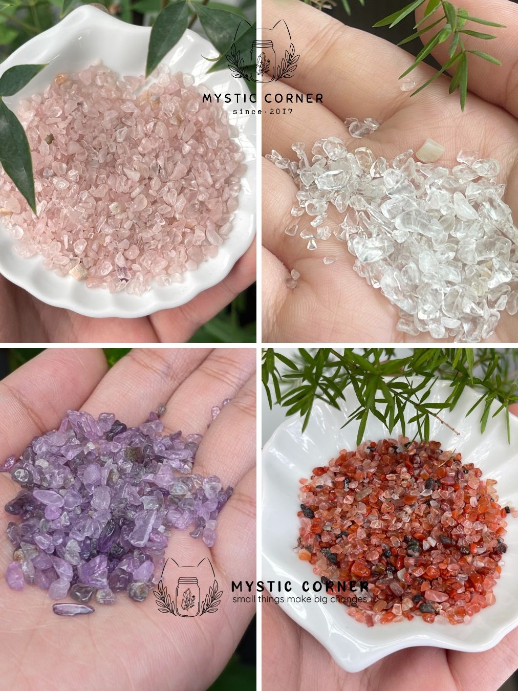  Vụn đá NHUYỄN các loại thạch anh, làm handmade, spell, witchcraft, reiki, đá thanh tẩy bài Tarot 