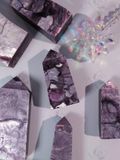  Trụ đá Lepidolite Tím Cộng Sinh Mica tự nhiên, thanh tẩy bài Tarot, trực giác, thiền định, reiki 
